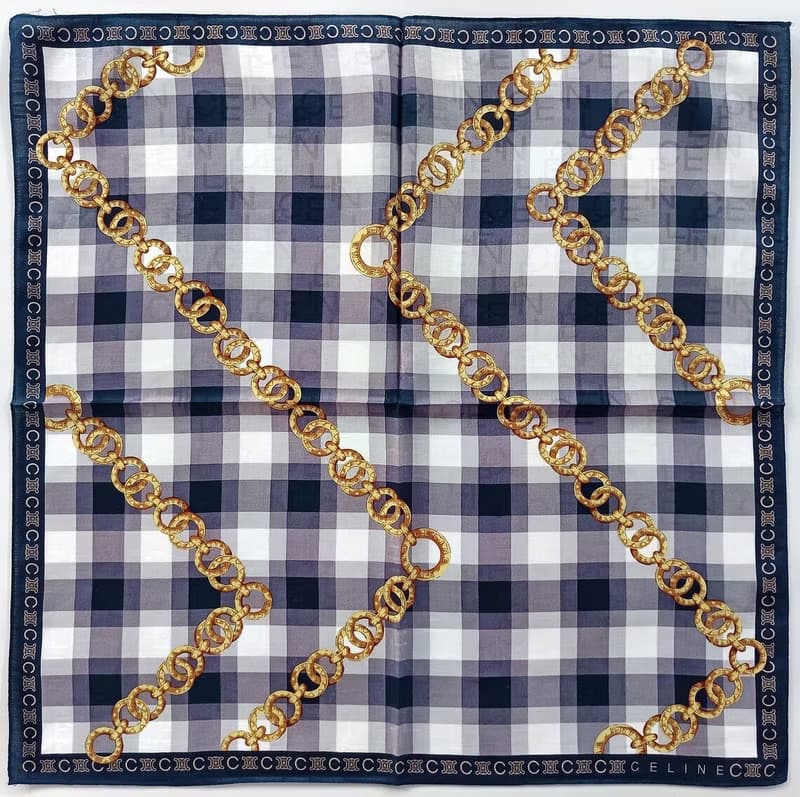 Celine Vintage Scarf Luxury Gold Chain Jewelry 23 x 22.5 inches