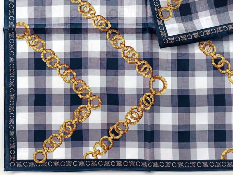 Celine Vintage Scarf Luxury Gold Chain Jewelry 23 x 22.5 inches