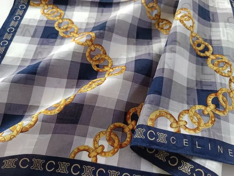Celine Vintage Scarf Luxury Gold Chain Jewelry 23 x 22.5 inches