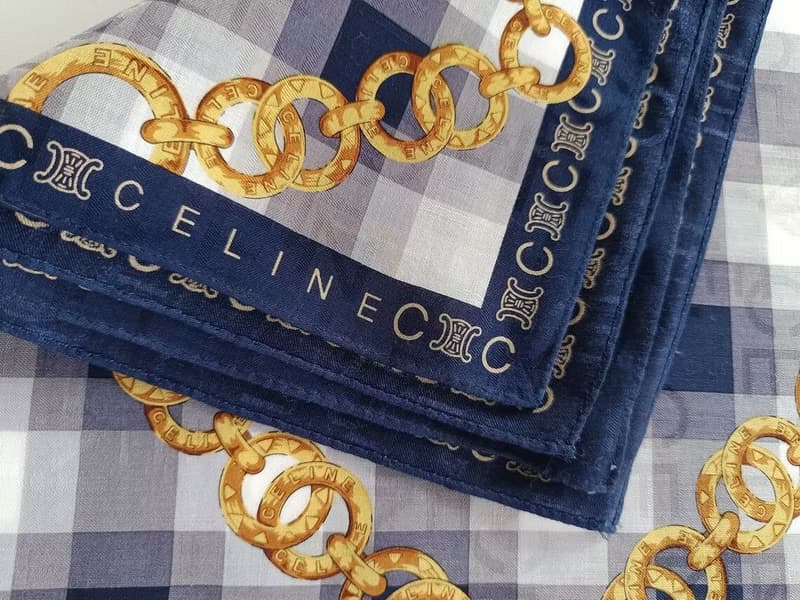 Celine Vintage Scarf Luxury Gold Chain Jewelry 23 x 22.5 inches