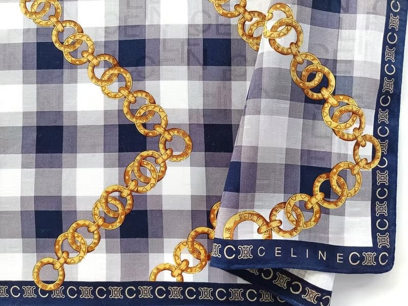 Celine Vintage Scarf Luxury Gold Chain Jewelry 23 x 22.5 inches