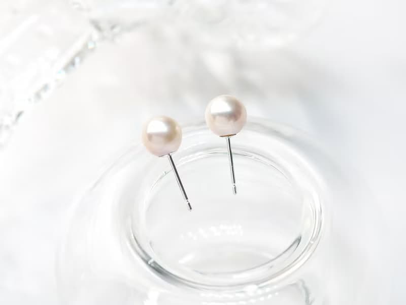旭日 | 天然日本Akoya 7mm正圓珍珠耳針 / 14K金