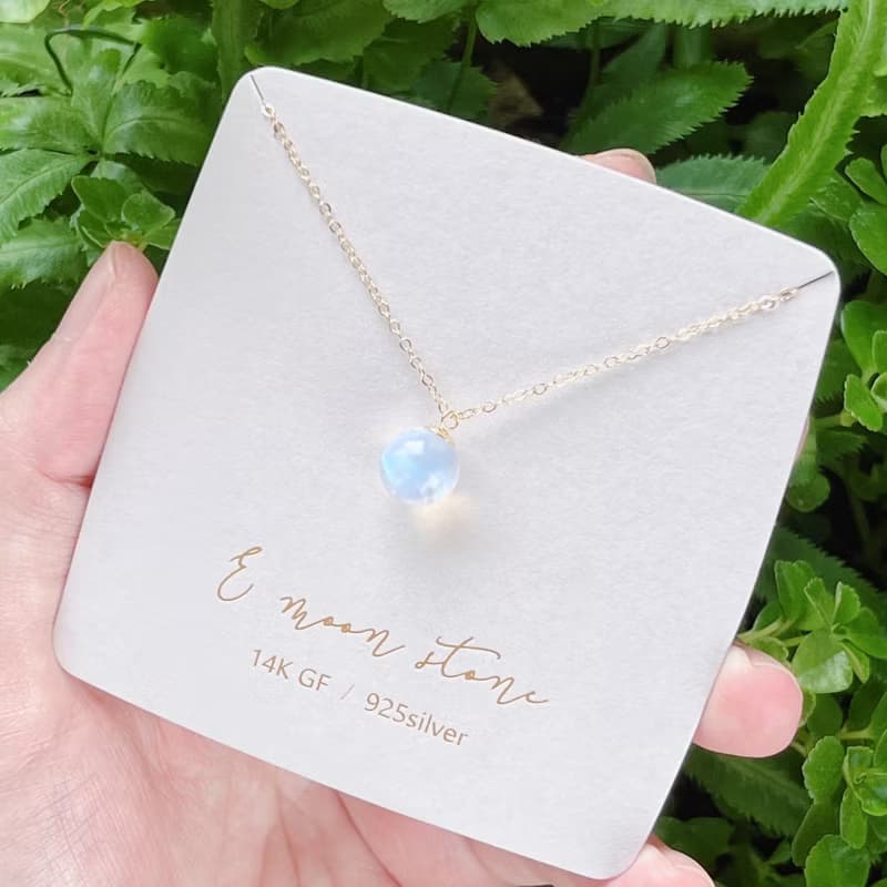藍月光小燈泡球球項鍊 14K