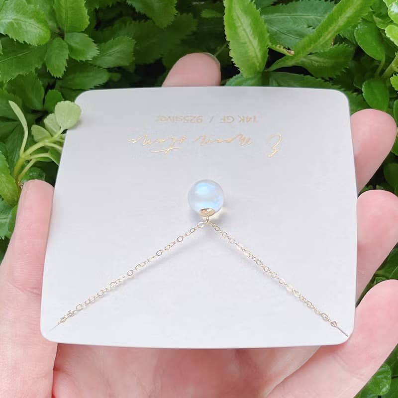 藍月光小燈泡球球項鍊 14K