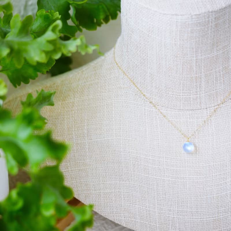 藍月光小燈泡球球項鍊 14K