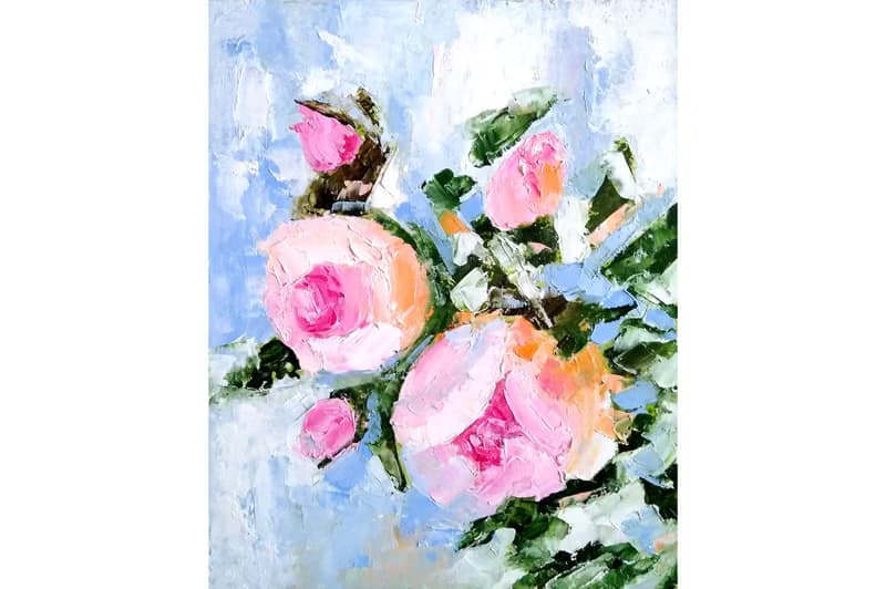 Pink Roses Wall Art, Flowers Original Painting, Floral Picture, Gift for Woman