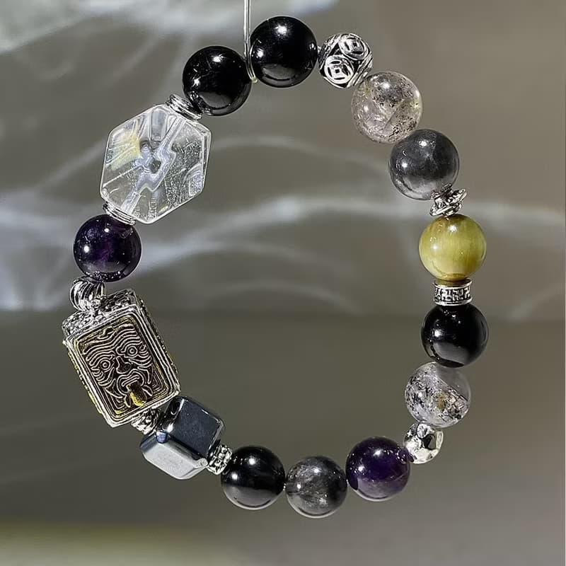 金好運系列─聖典 |金運石|閃靈鑽| 黑極光 | 水晶手鍊 A39-3