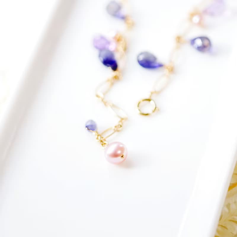 幻紫綢緞 華麗堇青石手鍊 14K