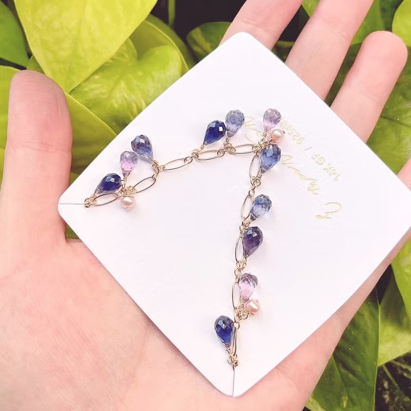 幻紫綢緞 華麗堇青石手鍊 14K
