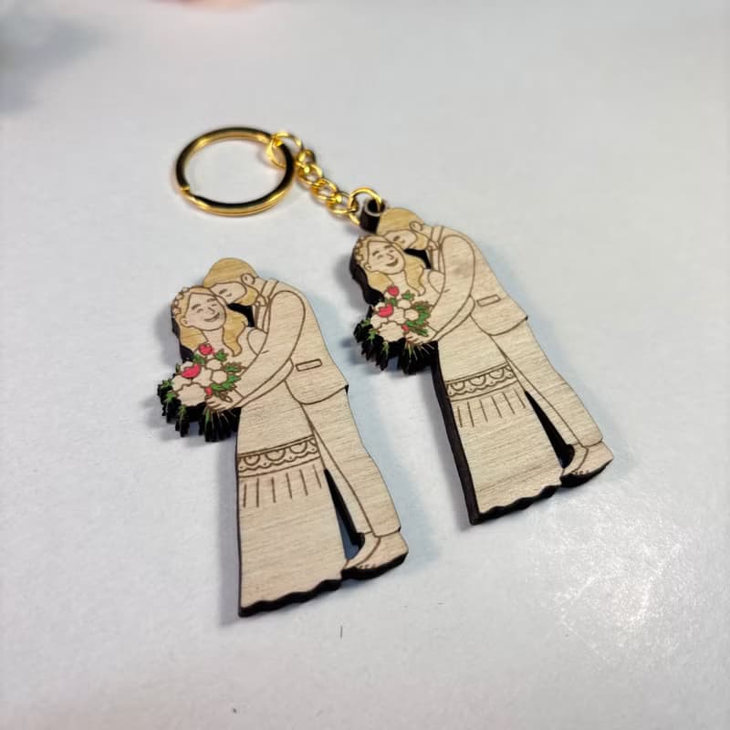 Custom Photo Wooden Magnet & Keychain Set – Personalized Wedding Favor Gift
