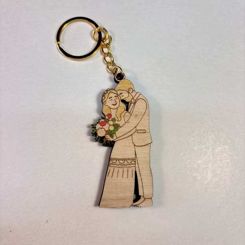 Custom Photo Wooden Magnet & Keychain Set – Personalized Wedding Favor Gift