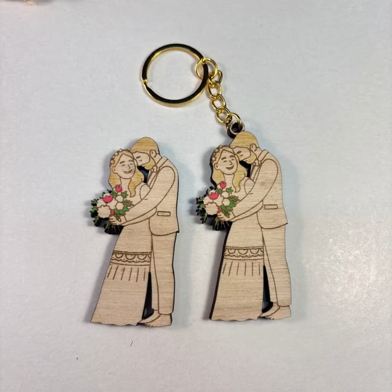 Custom Photo Wooden Magnet & Keychain Set – Personalized Wedding Favor Gift