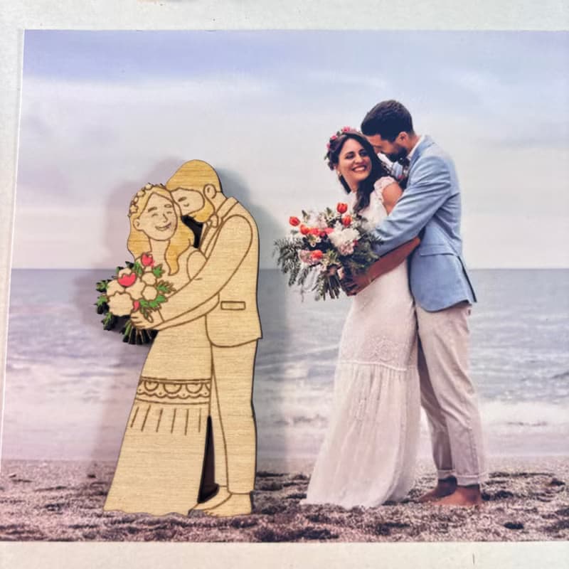Custom Photo Wooden Magnet & Keychain Set – Personalized Wedding Favor Gift
