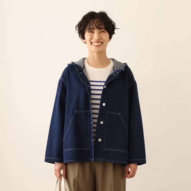 高重複穿搭性 牛仔外套 連帽外衣 棉質 241002-1