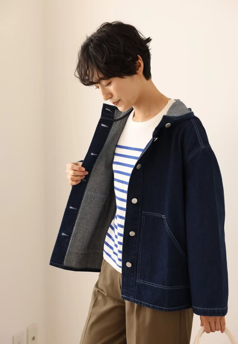 高重複穿搭性 牛仔外套 連帽外衣 棉質 241002-1