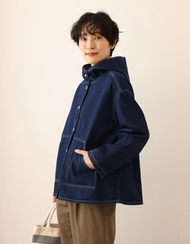 高重複穿搭性 牛仔外套 連帽外衣 棉質 241002-1