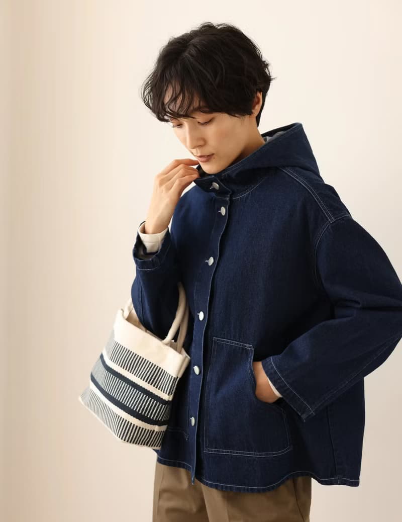 高重複穿搭性 牛仔外套 連帽外衣 棉質 241002-1