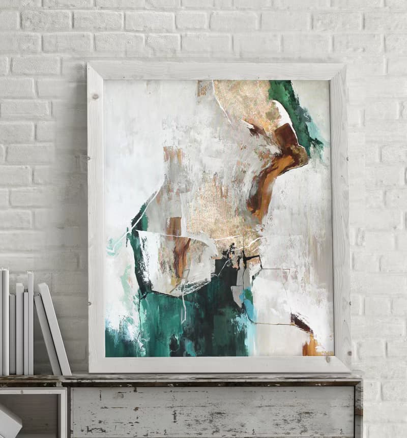 Emerald Gold Painting |  Emerald Gold Abstract | Emerald Art | Emerald Flow-5