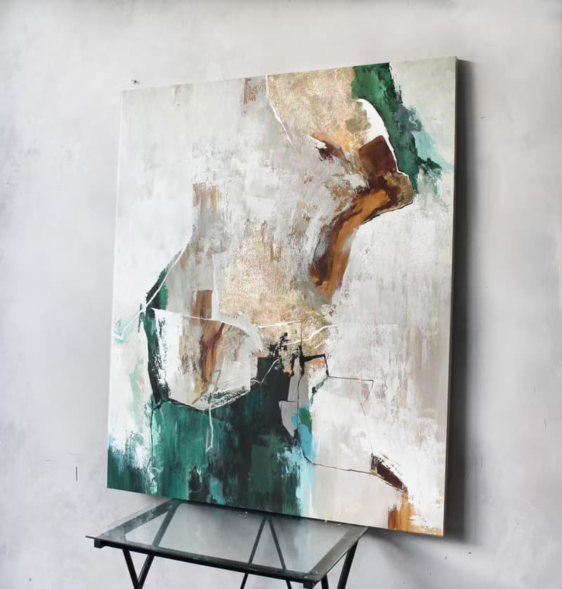 Emerald Gold Painting |  Emerald Gold Abstract | Emerald Art | Emerald Flow-5
