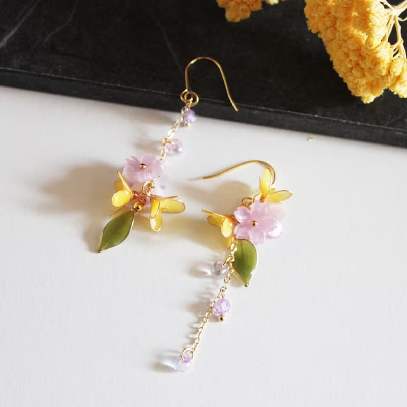 【櫻花與桂花耳環】 櫻花不對稱耳環  耳環/耳夾