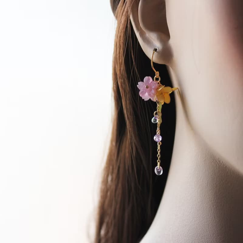 【櫻花與桂花耳環】 櫻花不對稱耳環  耳環/耳夾