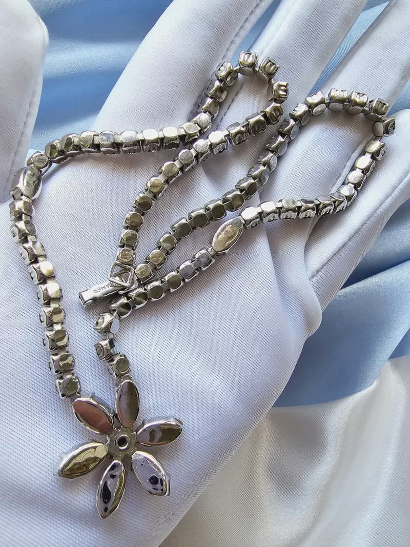 KRAMER華麗水晶花萊茵復古小貴婦項鍊/頸鍊/鎖骨鍊/西洋古董飾品