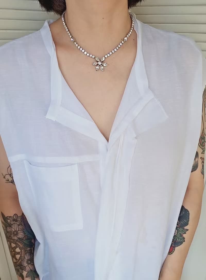 KRAMER華麗水晶花萊茵復古小貴婦項鍊/頸鍊/鎖骨鍊/西洋古董飾品