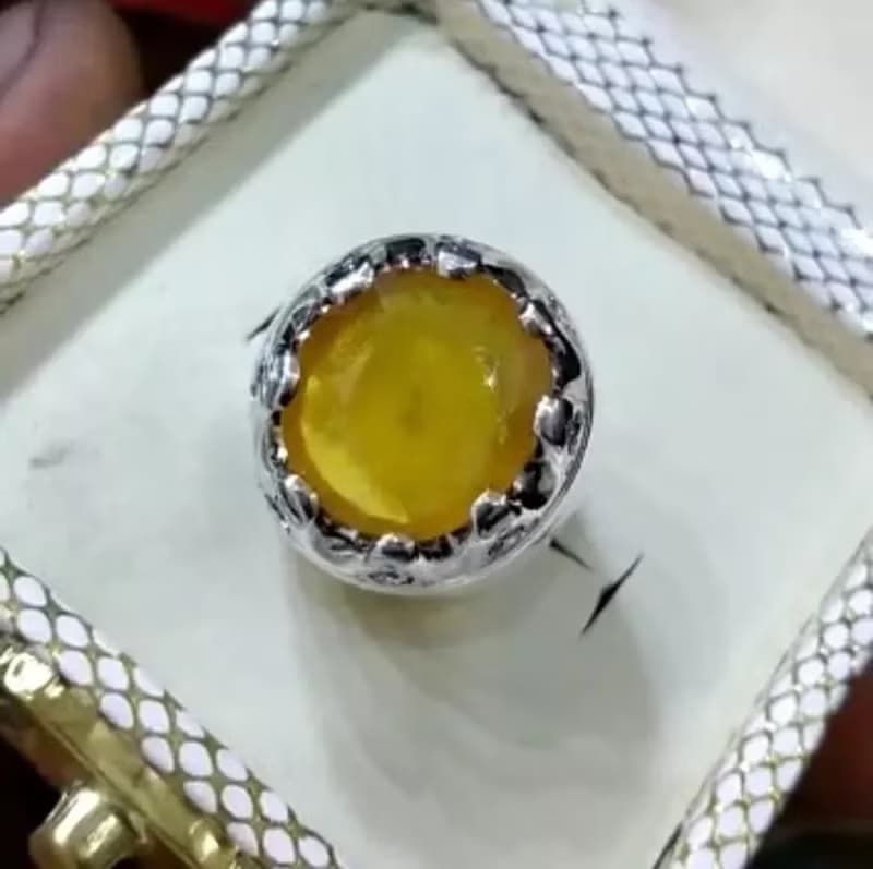Mens Sapphire Ring Big Yellow Sapphire Ring Men 925 Sterling Silver Pukhraj Ring