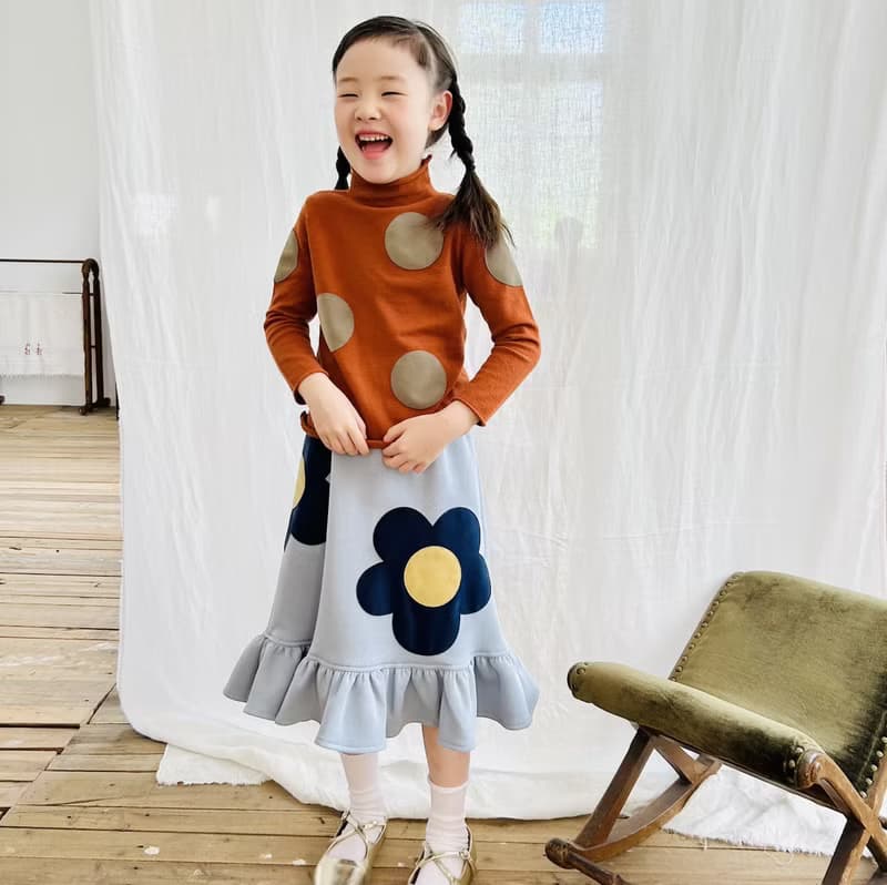 空氣層藍色大花朵魚尾半身裙 / 裙子 親子裝 童裝