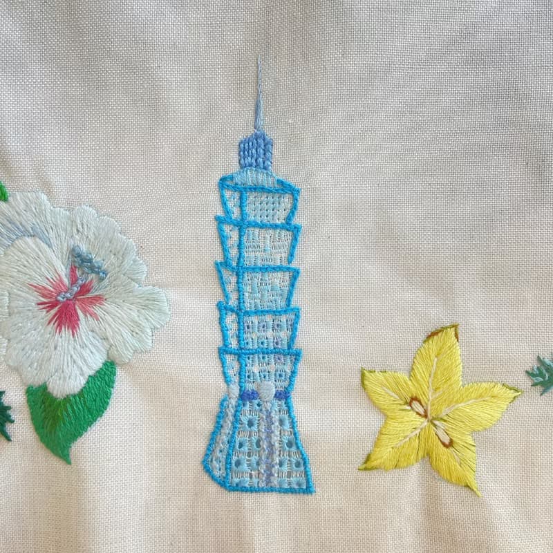 手工刺繍設計台灣主題聖誕卡