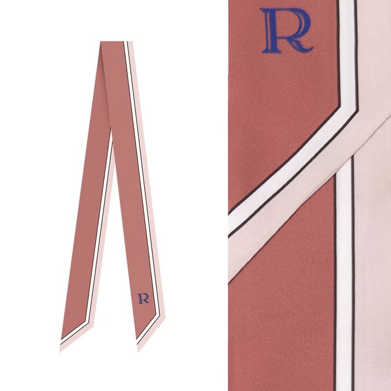 retar 妃紅緞帶式長條絲巾簡約復古髮帶腰帶桑蠶絲真絲圍巾