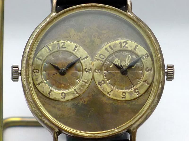 Dual-MEGA  手作り時計 HandCraftWatch 特大JUMBOサイズ42mm デュアルタイム (JUM141 BK)