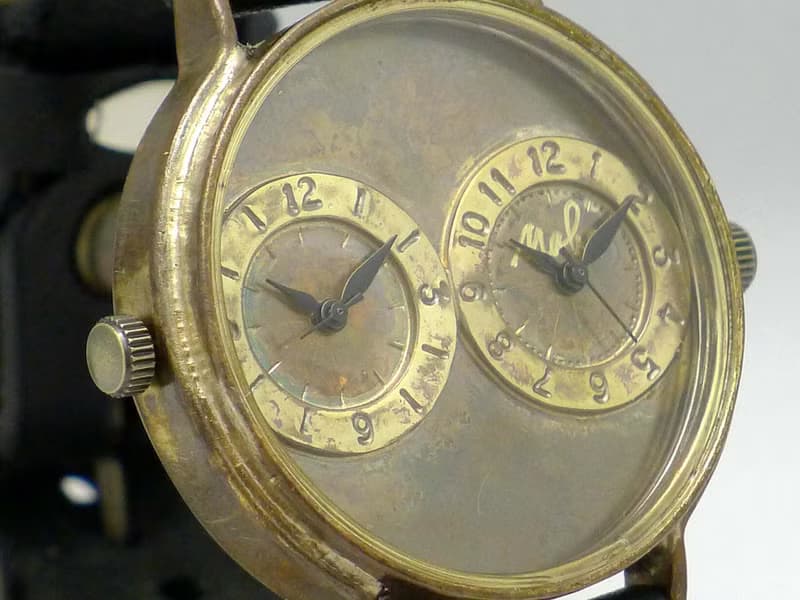 Dual-MEGA  手作り時計 HandCraftWatch 特大JUMBOサイズ42mm デュアルタイム (JUM141 BK)
