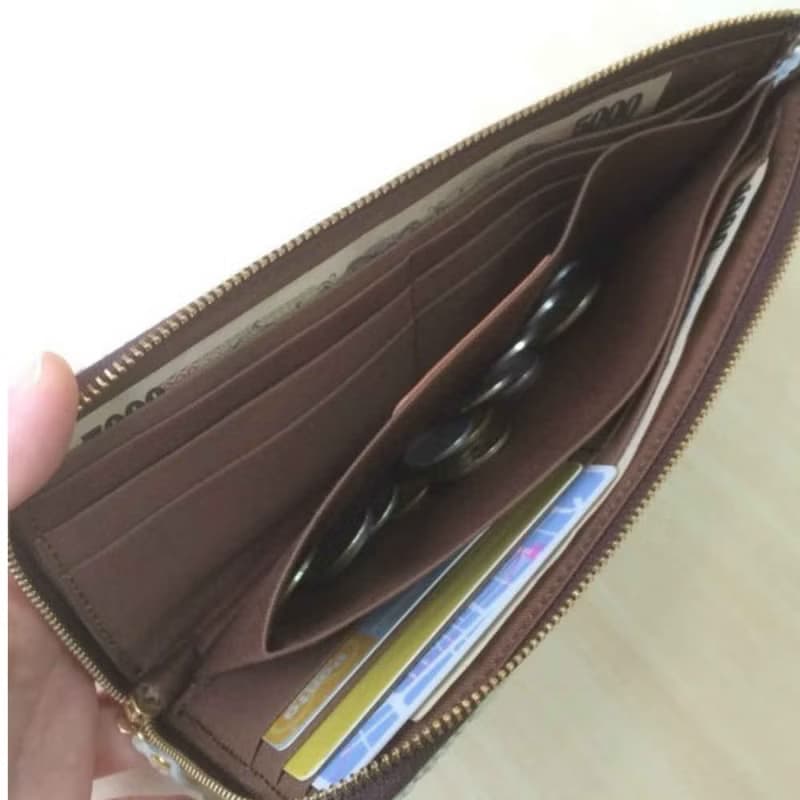 アラベスク柄ファブリック　L字型長財布　グリーン