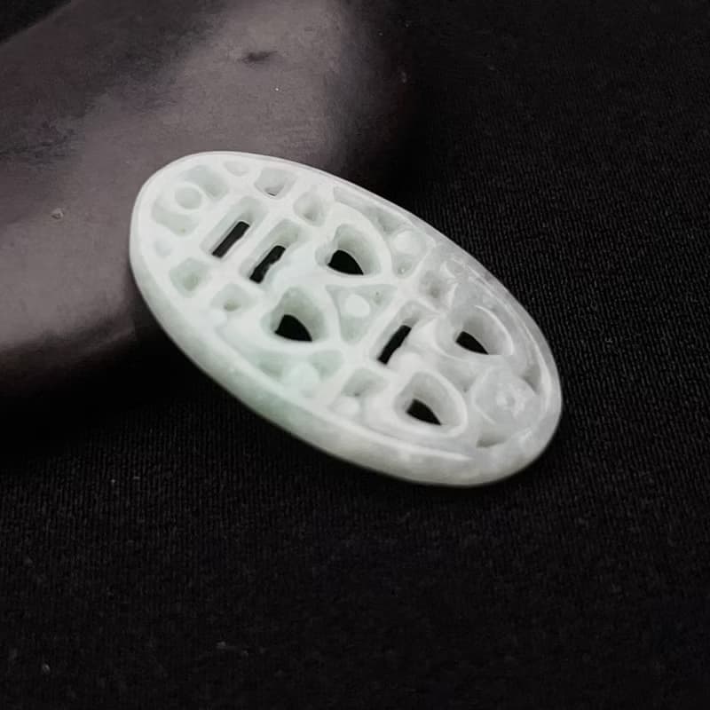 冰糯飄綠翡翠囍字吊飾 | 天然緬甸玉翡翠A貨 | 送禮