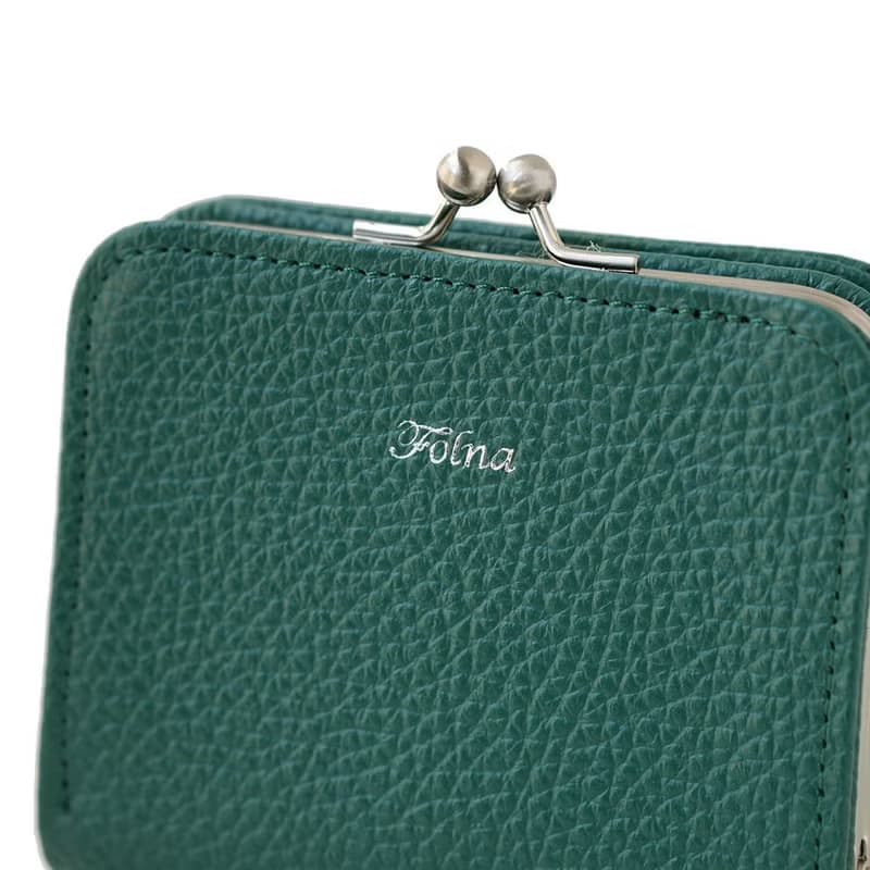 日本典雅質感 女性珠扣牛皮手工短夾 Made in Japan by Folna