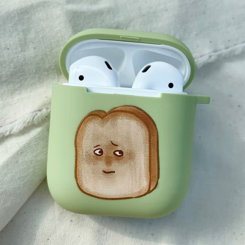 面有難色的土司 酪梨綠色磨砂軟殼 AirPods 耳機保護套 耳機殼