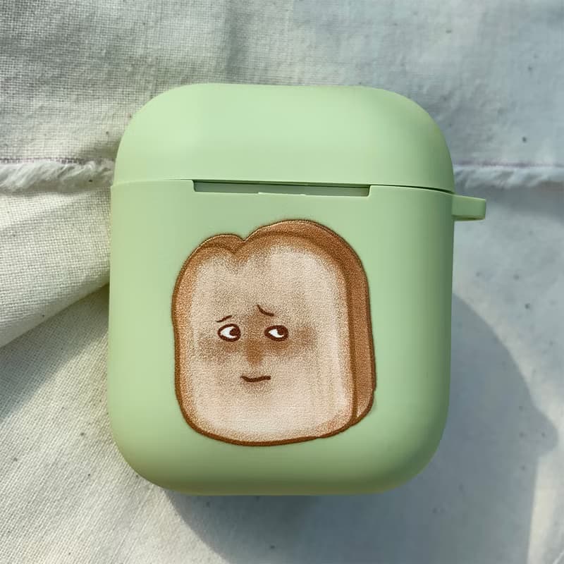 面有難色的土司 酪梨綠色磨砂軟殼 AirPods 耳機保護套 耳機殼