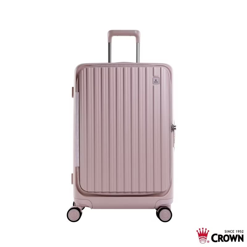【CROWN】26吋 BOXY 前開框架拉桿箱 託運箱  粉色