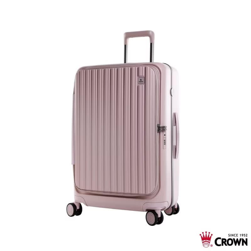 【CROWN】26吋 BOXY 前開框架拉桿箱 託運箱  粉色