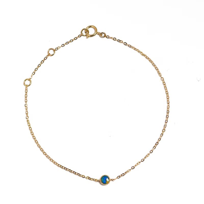 迷你油畫蛋白石手鍊 - 18k純金 - 歐泊