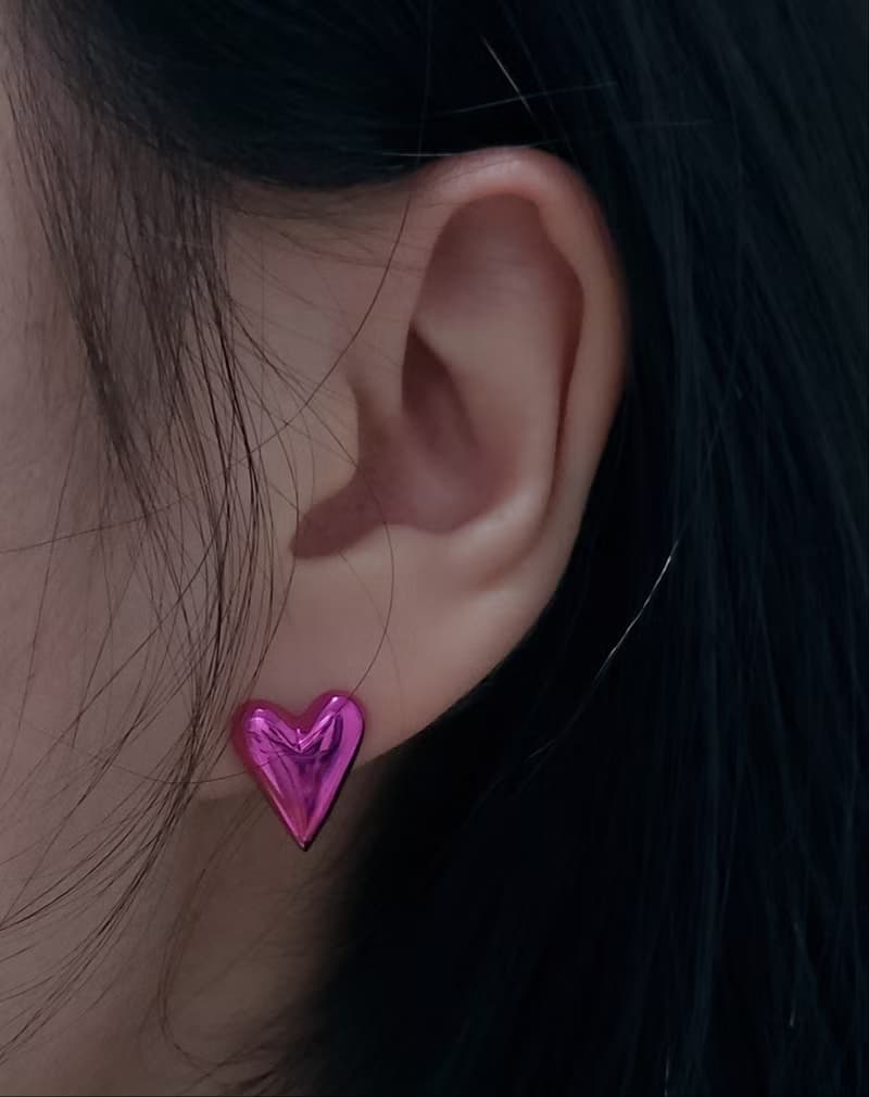 925 Silver heart color earring C.E 304