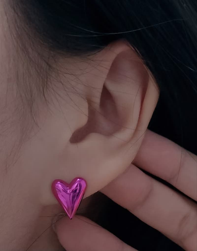 925 Silver heart color earring C.E 304