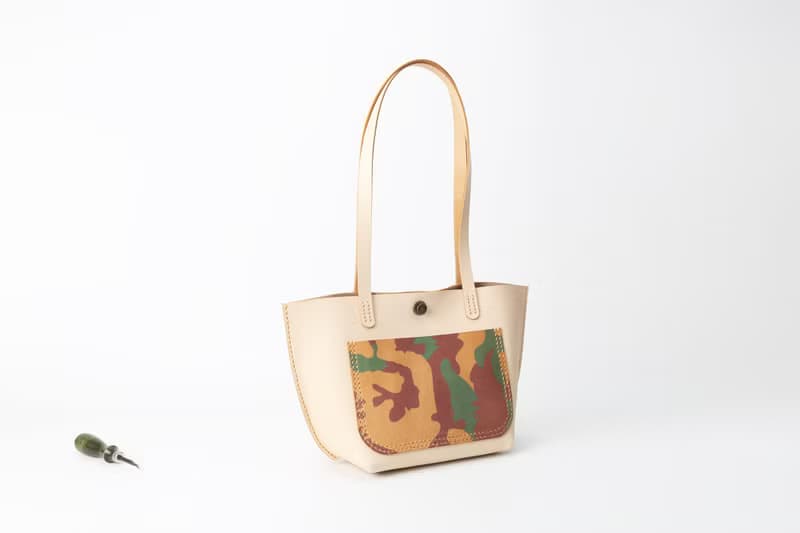 【切线派】手工真皮船型托特包手提包可肩背迷彩撞色 tote