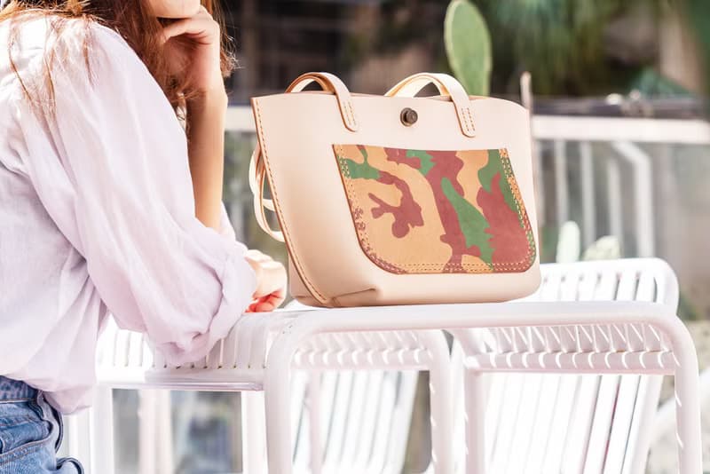 【切线派】手工真皮船型托特包手提包可肩背迷彩撞色 tote