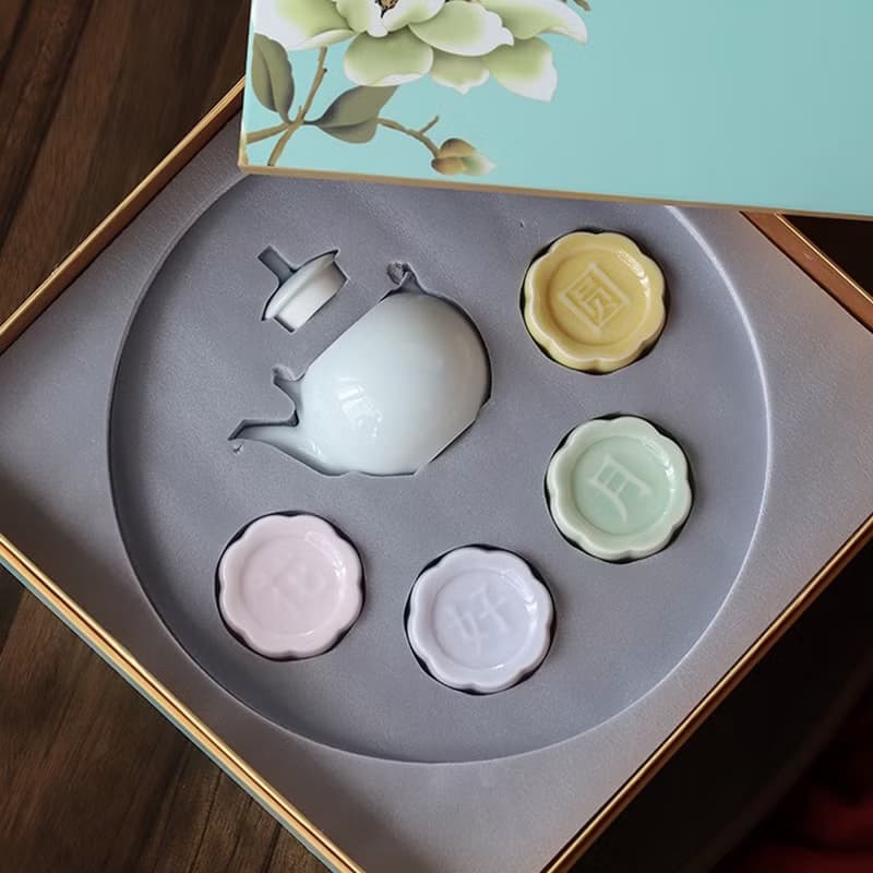花好月圓茶禮套裝 聖誕禮物 茶壺茶杯贈茶盤 月餅造型