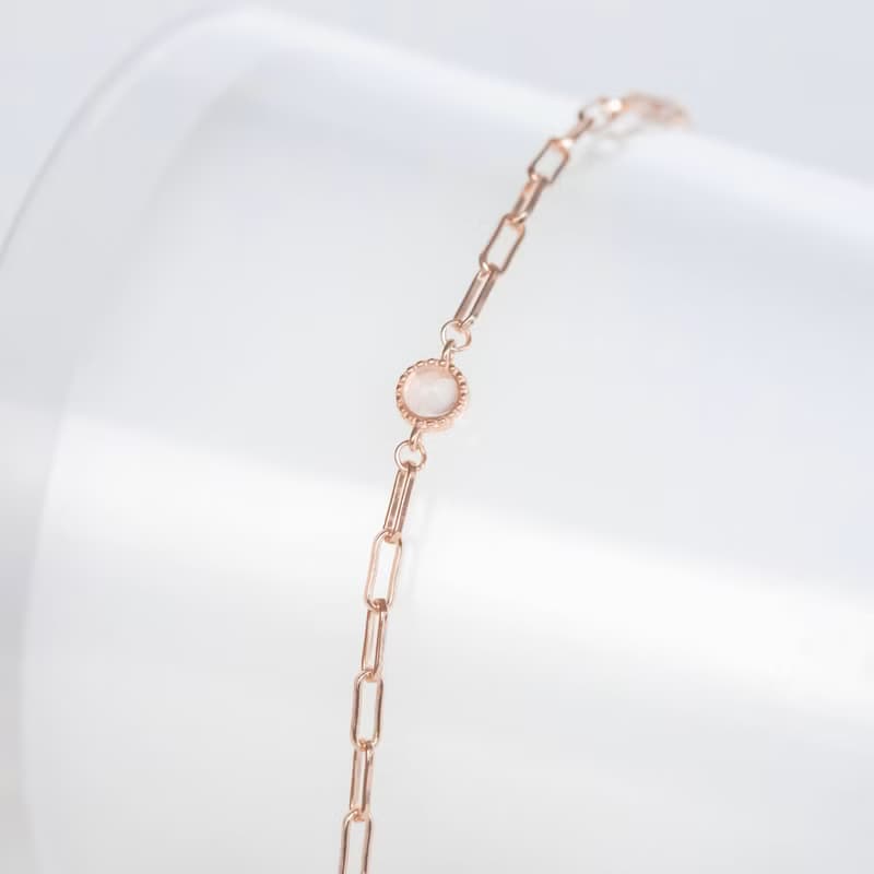 粉晶925純銀個性鏈條手鍊