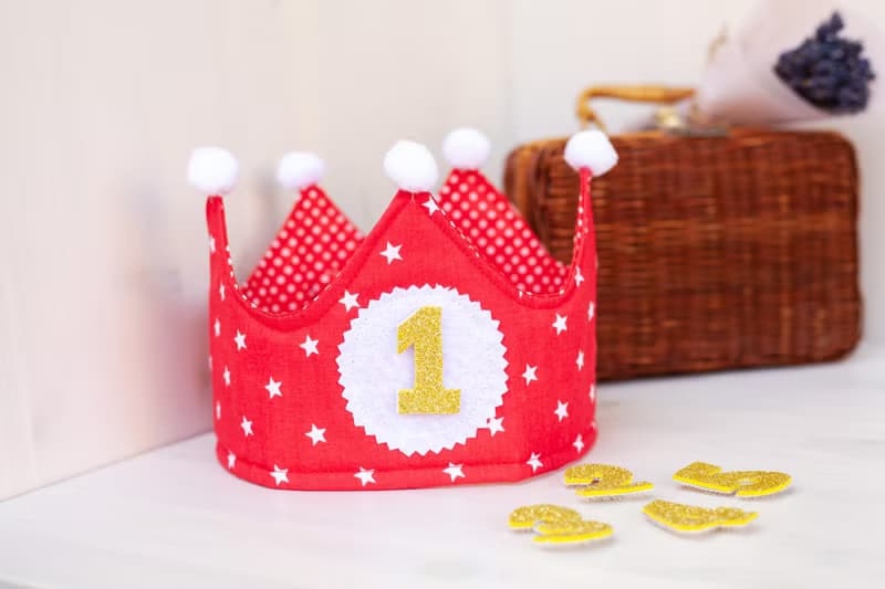 Baby Crown, Red Play Crown, Pretend Play Crown, Party Hat, 1st Birthday Crown