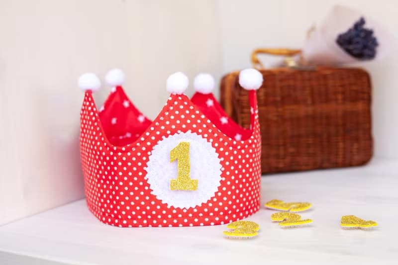 Baby Crown, Red Play Crown, Pretend Play Crown, Party Hat, 1st Birthday Crown