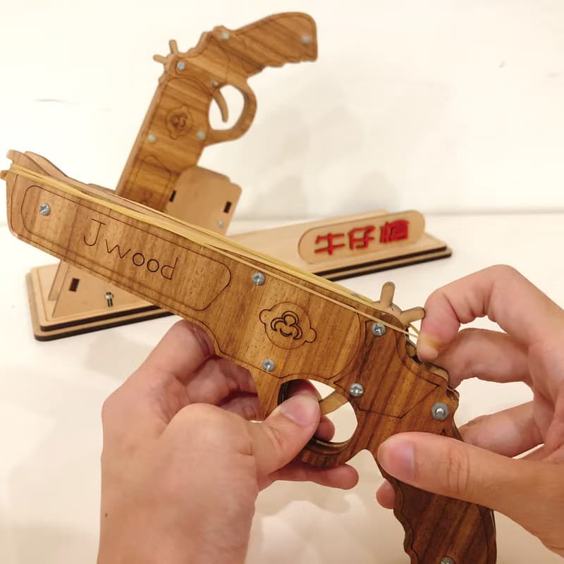 【手作DIY】牛仔手槍 童玩 玩具 遊戲 木質 質感 小朋友 射擊